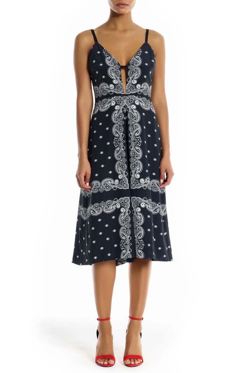 KENDALL + KYLIE Bandana Silk Jumpsuit, Main, color, 