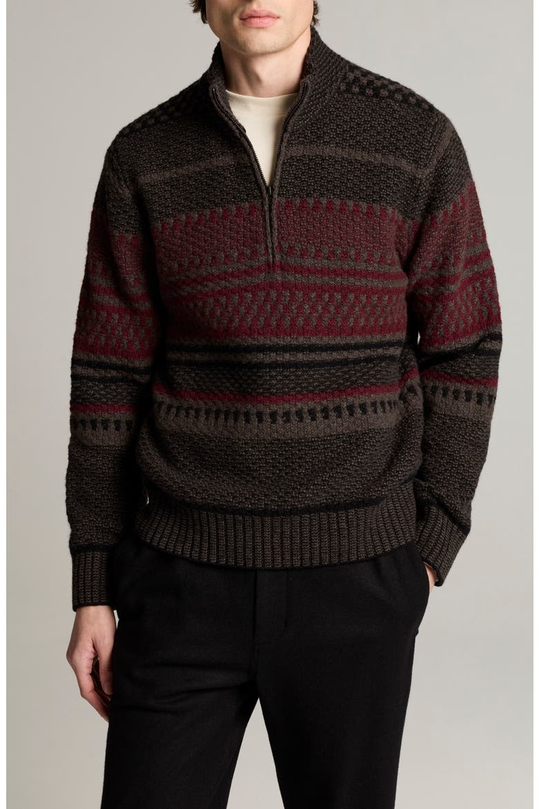 Variegated Jacquard Quarter Zip Sweater, Main, color, BLACK COMBO