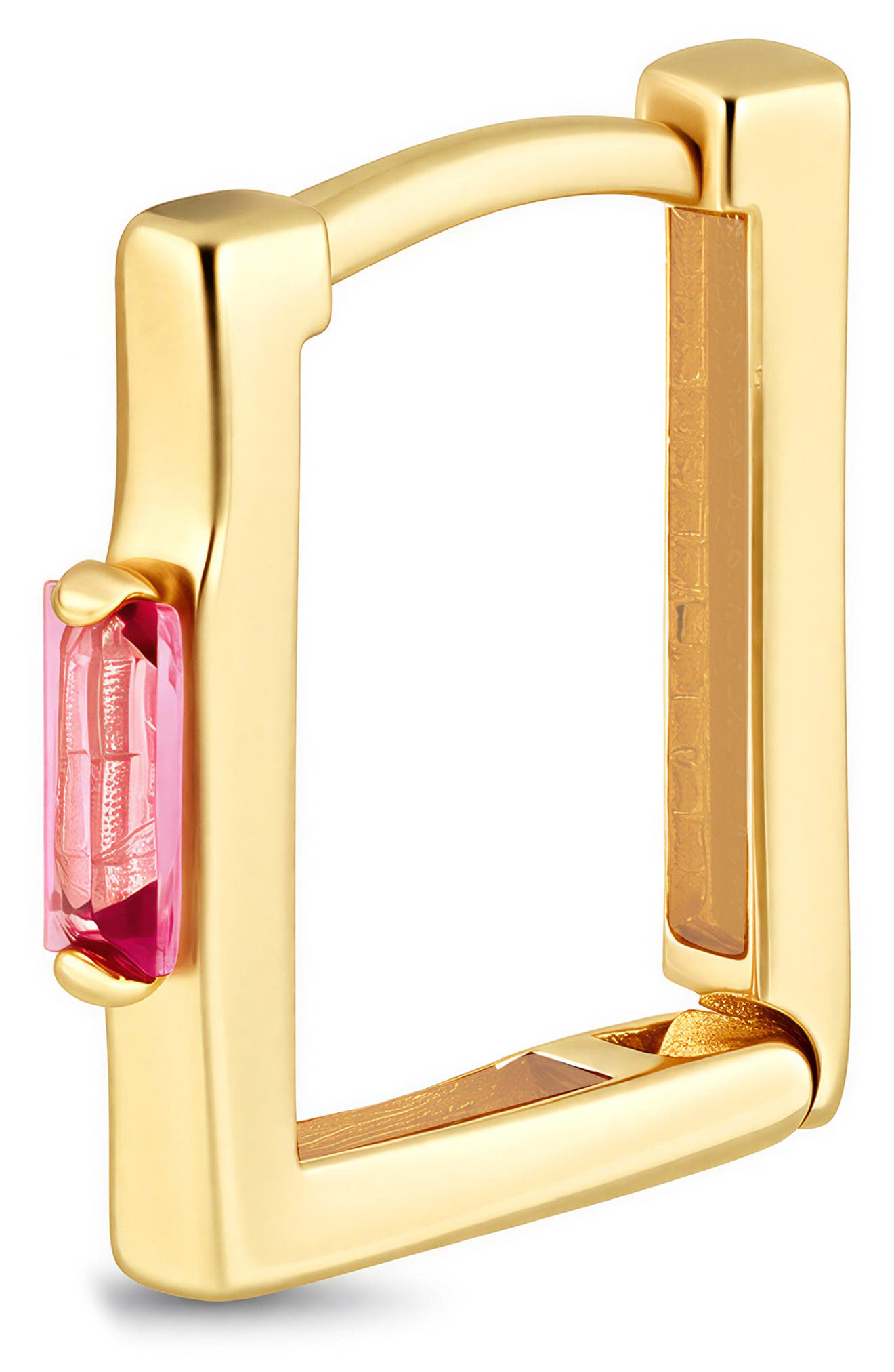 14K Gold Pink Topaz Hoop Earrings