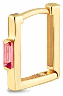 14K Gold Pink Topaz Hoop Earrings