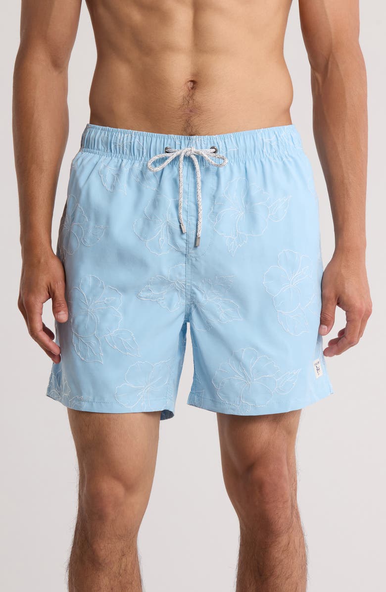 Vintage Summer Volley Swim Shorts, Main, color, Blue