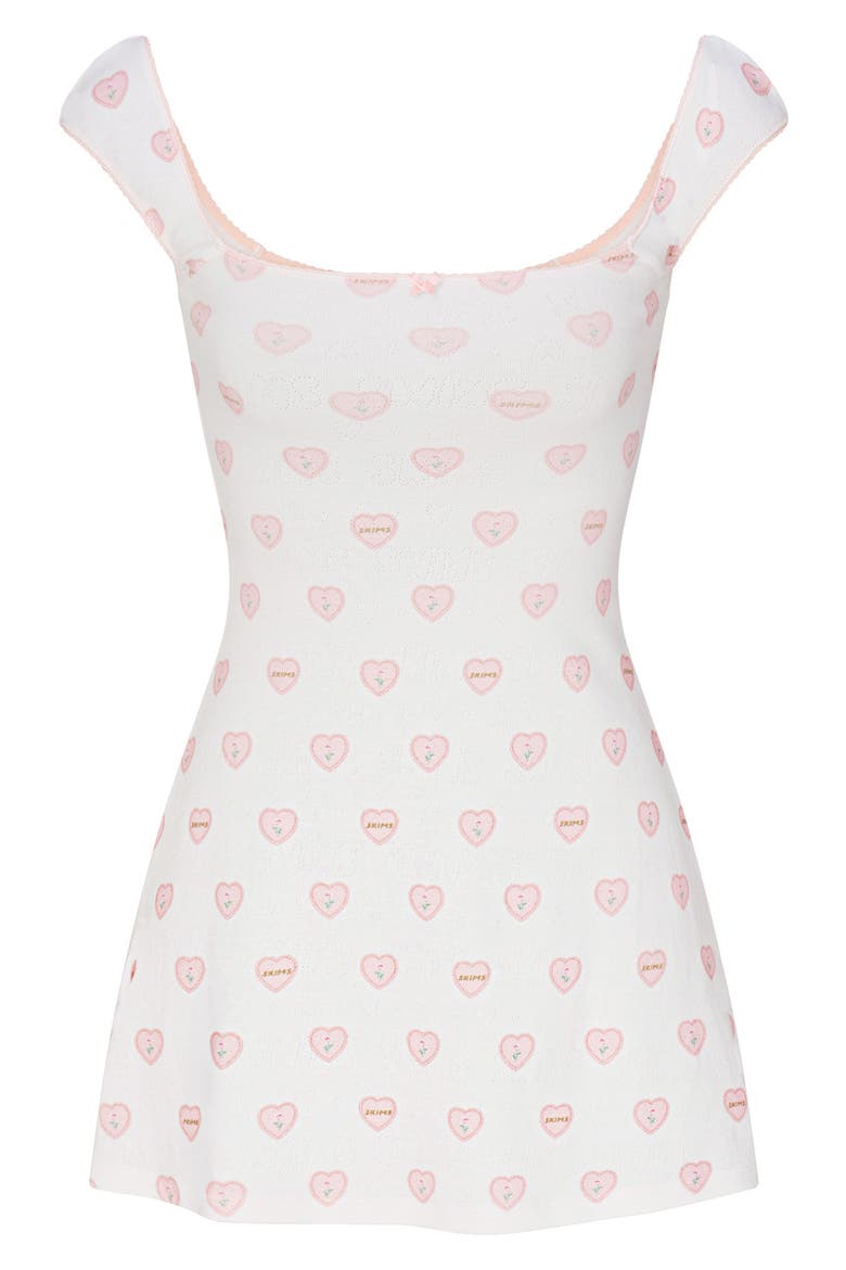 Pointelle Mini Nightgown, Alternate, color, SNOW LACE HEARTS