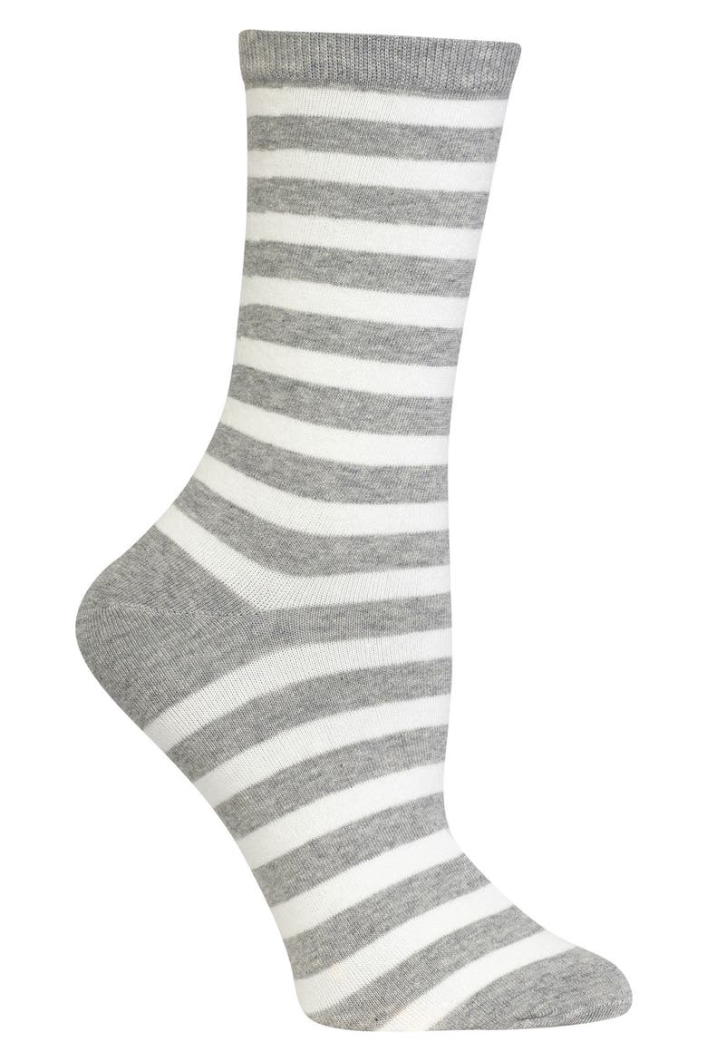 St. James Stripe Crew Socks, Alternate, color, GREY HEATHER