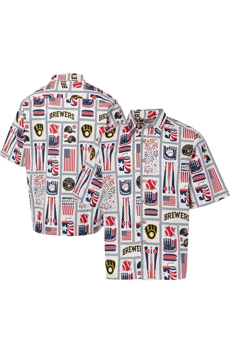 Reyn Spooner Men's Reyn Spooner White Milwaukee Brewers Americana Button-Up Shirt, Main, color, White