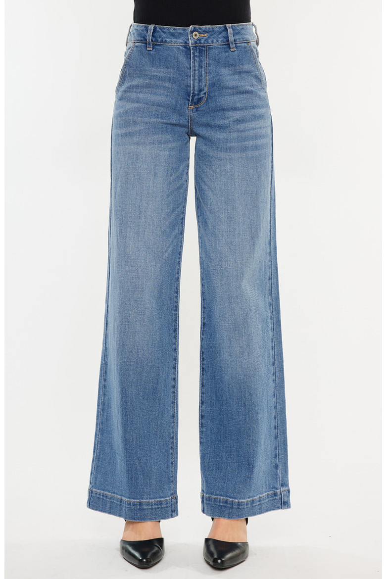 Bertha High Rise Trouser Wide Leg Jeans, Main, color, Medium Wash