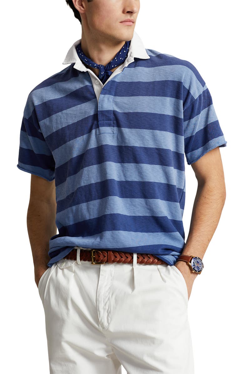 Polo Ralph Lauren Stripe Cotton Jersey Rugby Polo, Main, color, 