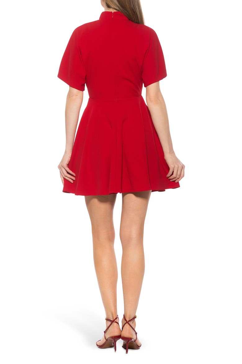 Autumn Mock Neck Fit & Flare Dress, Alternate, color, RED