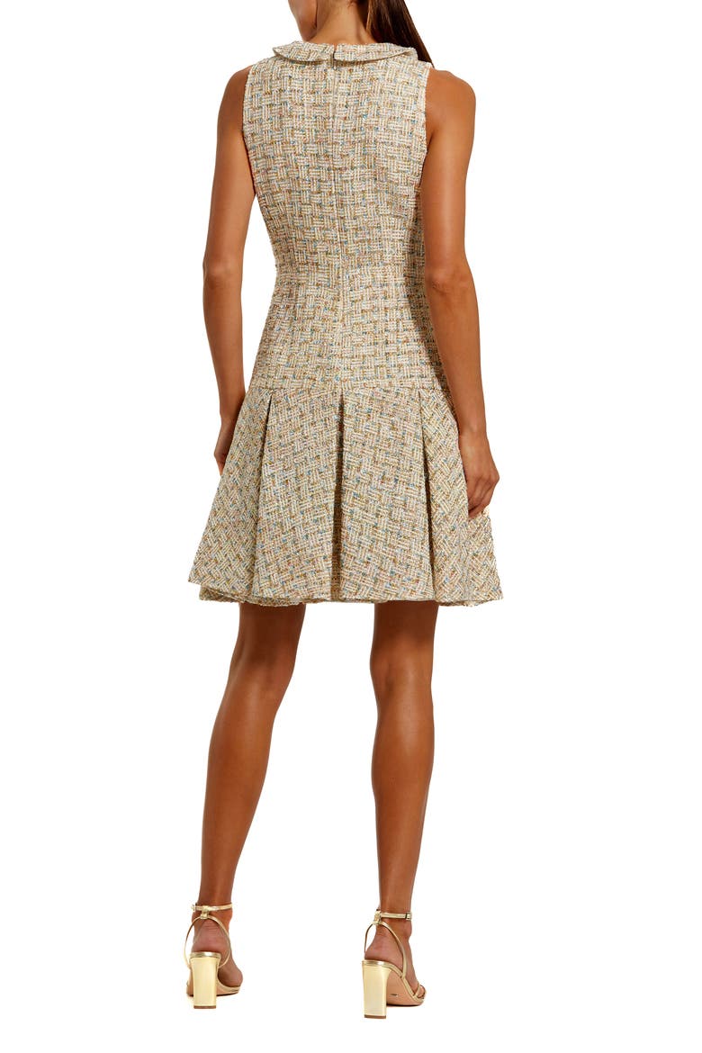 Sleeveless Boucle Mini Dress with Soft Pleats, Alternate, color, Gold Multi