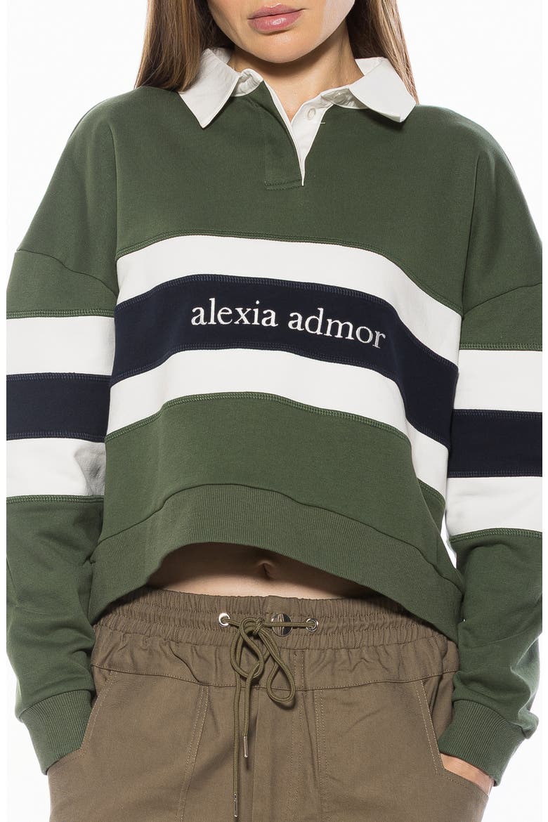 Lucian Branded Rugby Polo Sweatshirt, Main, color, SAGE MULTI