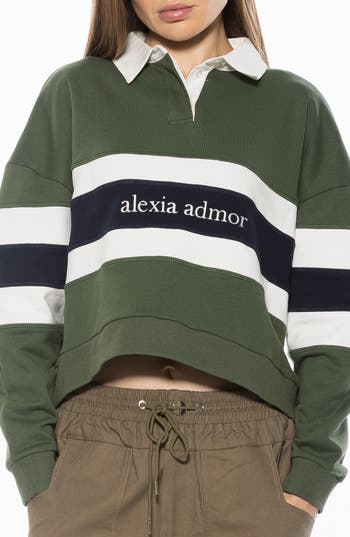 Alexia Admor Lucian Branded Rugby Polo Sweatshirt In Multi