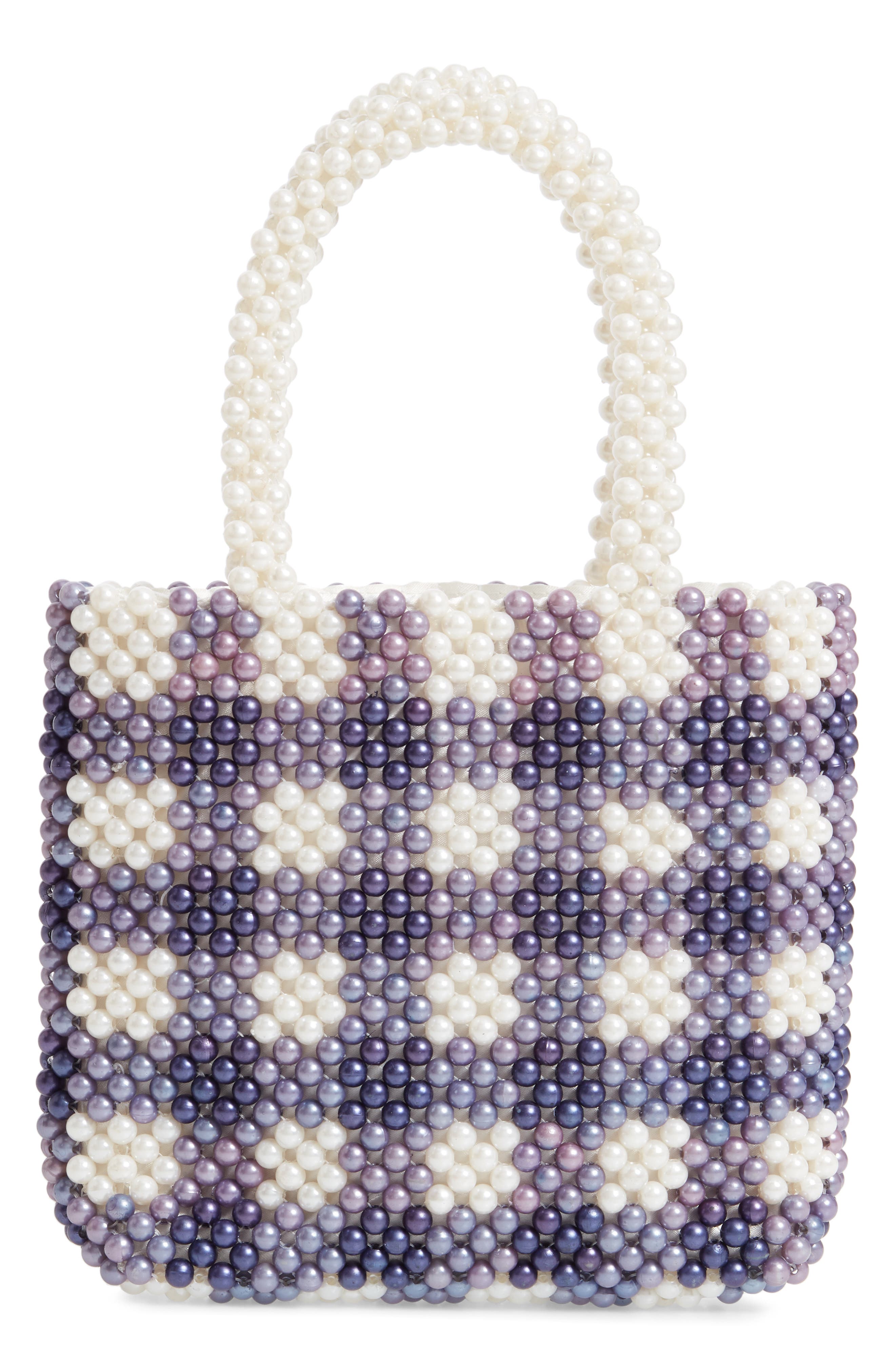 Skinnydip Penelope Imitation Pearl Check Handbag, Alternate, color, 