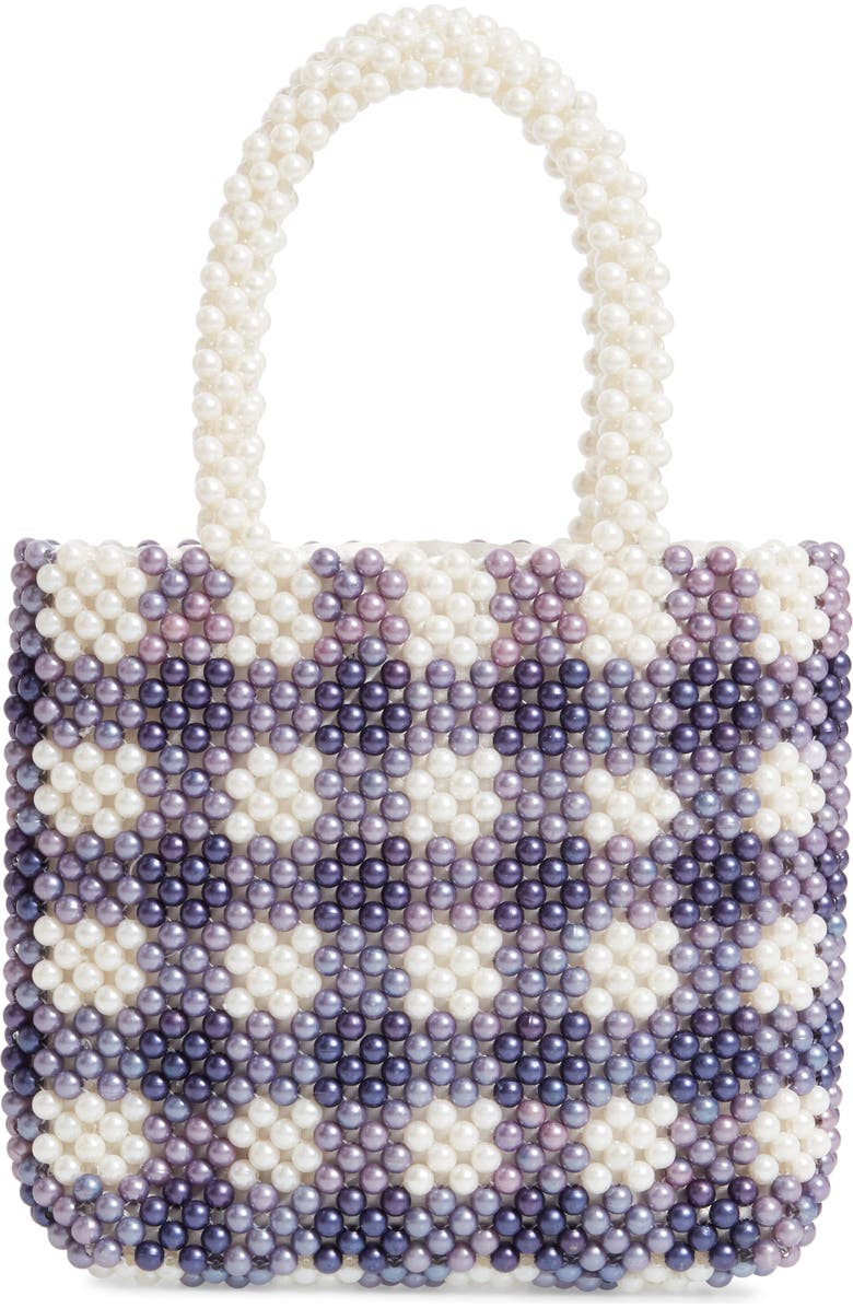 Skinnydip Penelope Imitation Pearl Check Handbag, Alternate, color,