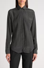 TOM FORD Mini Dot Pintuck Crepe Shirt