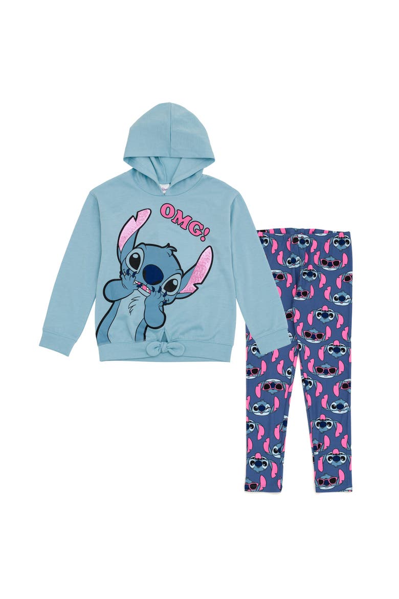 Lilo & Stitch Sequin Hoodie and Leggings Set, Main, color, Stitch Light Blue