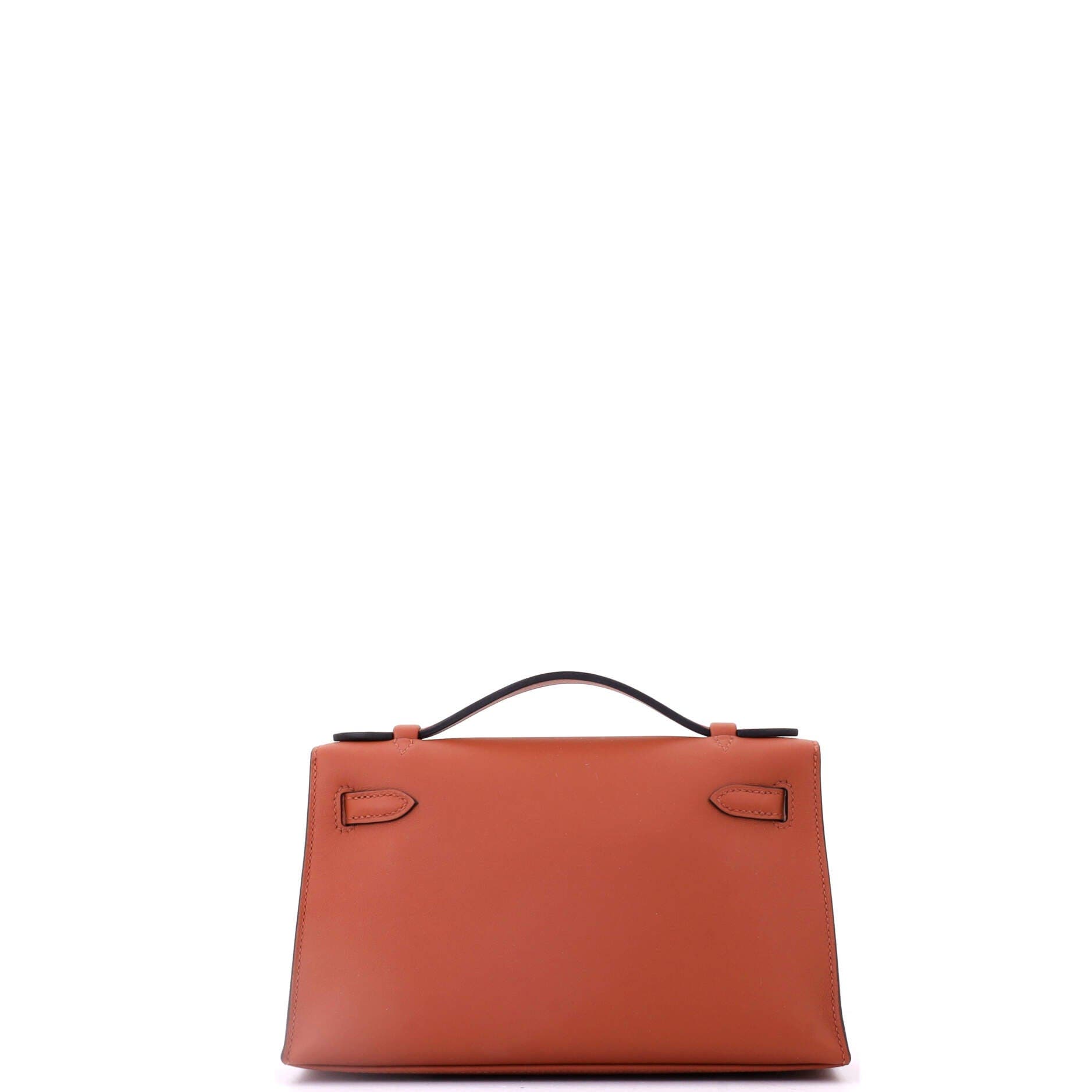 Pre-Owned Hermes Kelly Pochette Swift, Alternate, color, Cuivre
