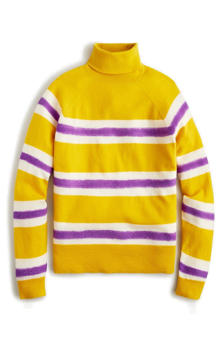 J.Crew Stripe Boiled Wool Turtleneck Sweater, Main, color, 