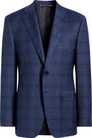 Canali Siena Regular Fit Navy Ombré Check Super 130s Wool Sport Coat