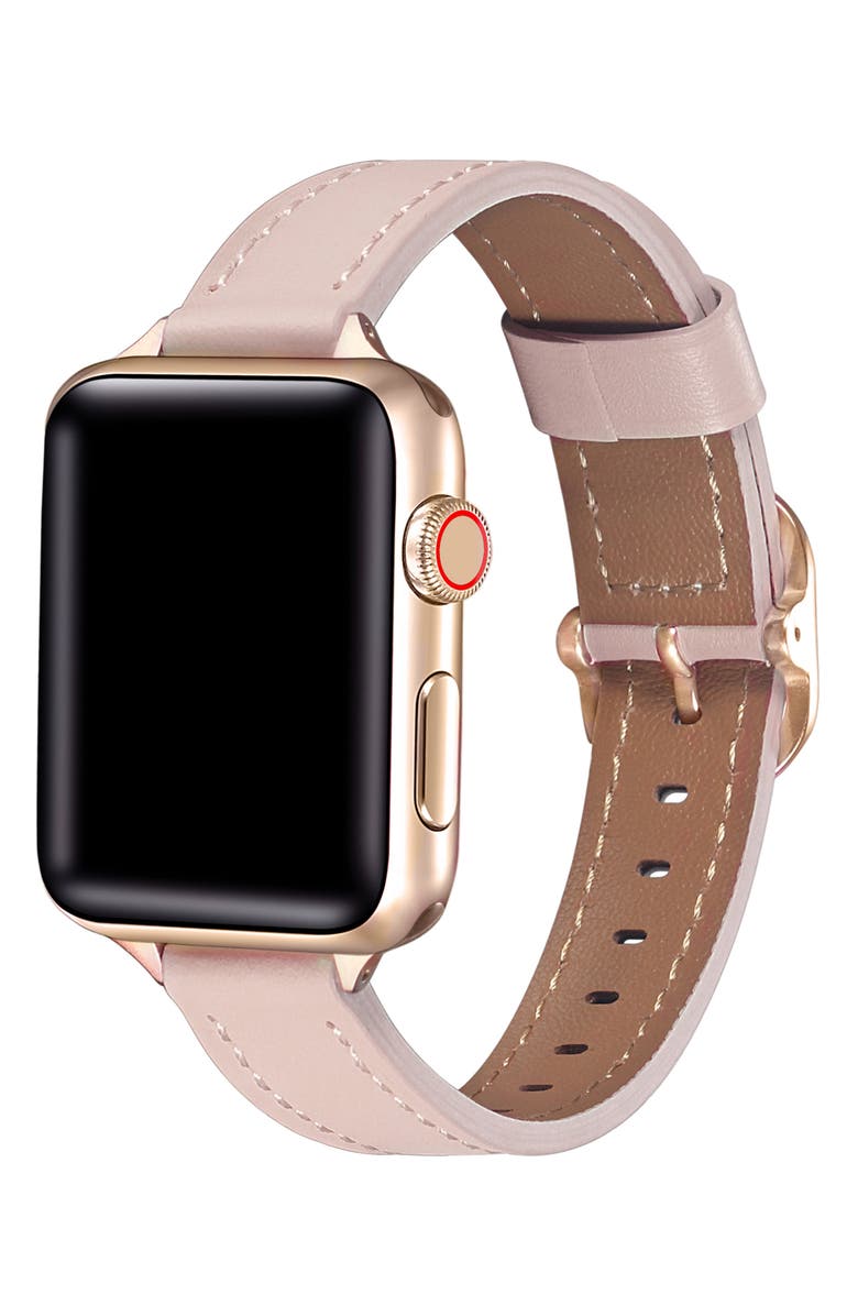 Posh Tech Carmen Skinny Leather Apple Watch<sup>®</sup> Watchband, Alternate, color, Light Pink