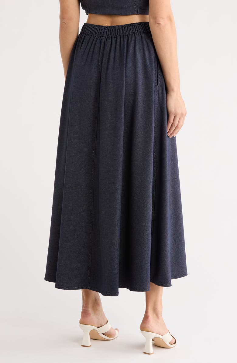 MAX STUDIO Topstitched A-Line Maxi Skirt, Alternate, color, Indigo