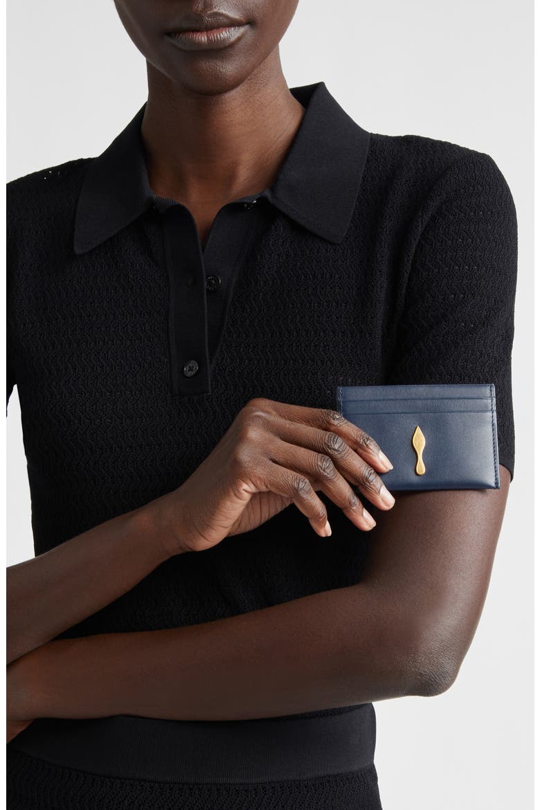 Bettina Leather Card Case, Alternate, color, MARINE/ GOLD