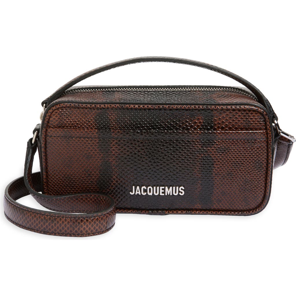 Jacquemus Le Baneto Snakeskin Embossed Leather Camera Bag In Brown