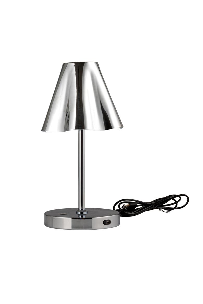 Metal LED Rechargeable Table Lamp with Touch Sensor, Silver Finish, Alternate, color, Chrome