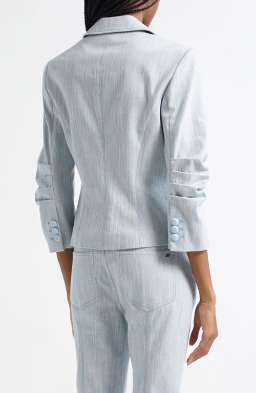 Cinq À Sept Khloe Ruched Sleeve Mélange Blazer In Blue