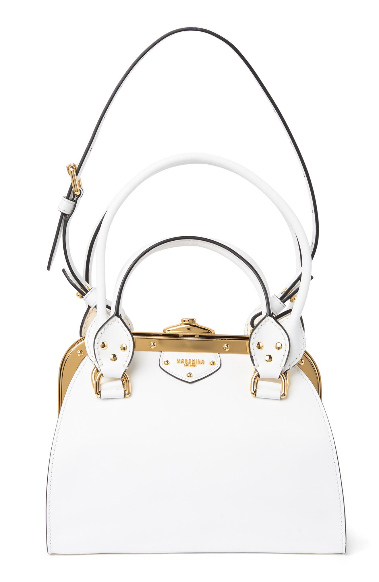 Multi-Handle Leather Shoulder Bag, Main, color, WHITE