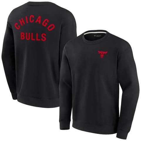 Unisex Fanatics Signature Black Chicago Bulls Super Soft Pullover Crew Sweatshirt