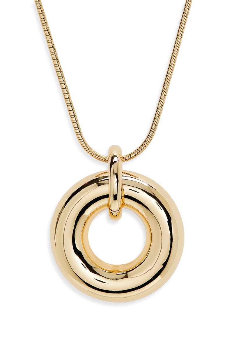 Nordstrom Circle Pendant Long Necklace, Main, color, Gold