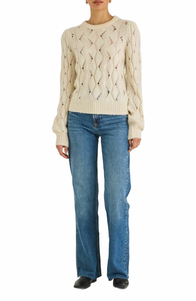 Rebecca Taylor Alpaca Chainette Sweater, Alternate, color, Ivory