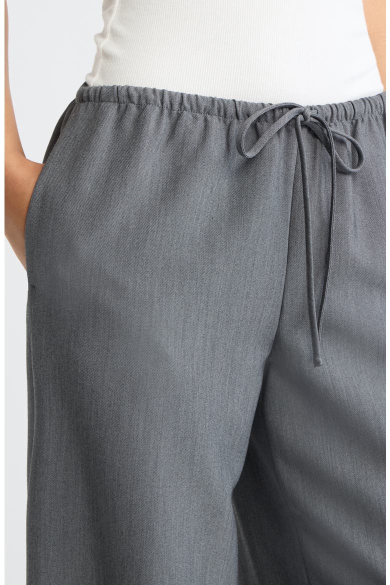 Icon Twill Pull-On Wide Leg Pants, Alternate, color, GREY MAGNET HEATHER