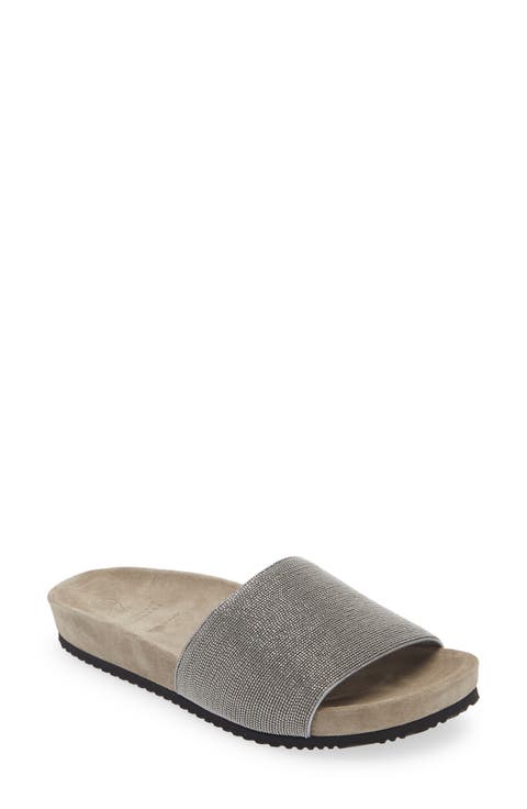 サンダル・ミュール BRUNELLO CUCINELLI Women Sandals MLSKG2678CCT55 Grey Brunello Cucinelli - Gray Metallic Textured Leather Criss