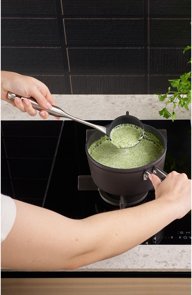 81025290 Essential Cooking Utensils Silicone Ladle, Alternate, color, Metallic Silver