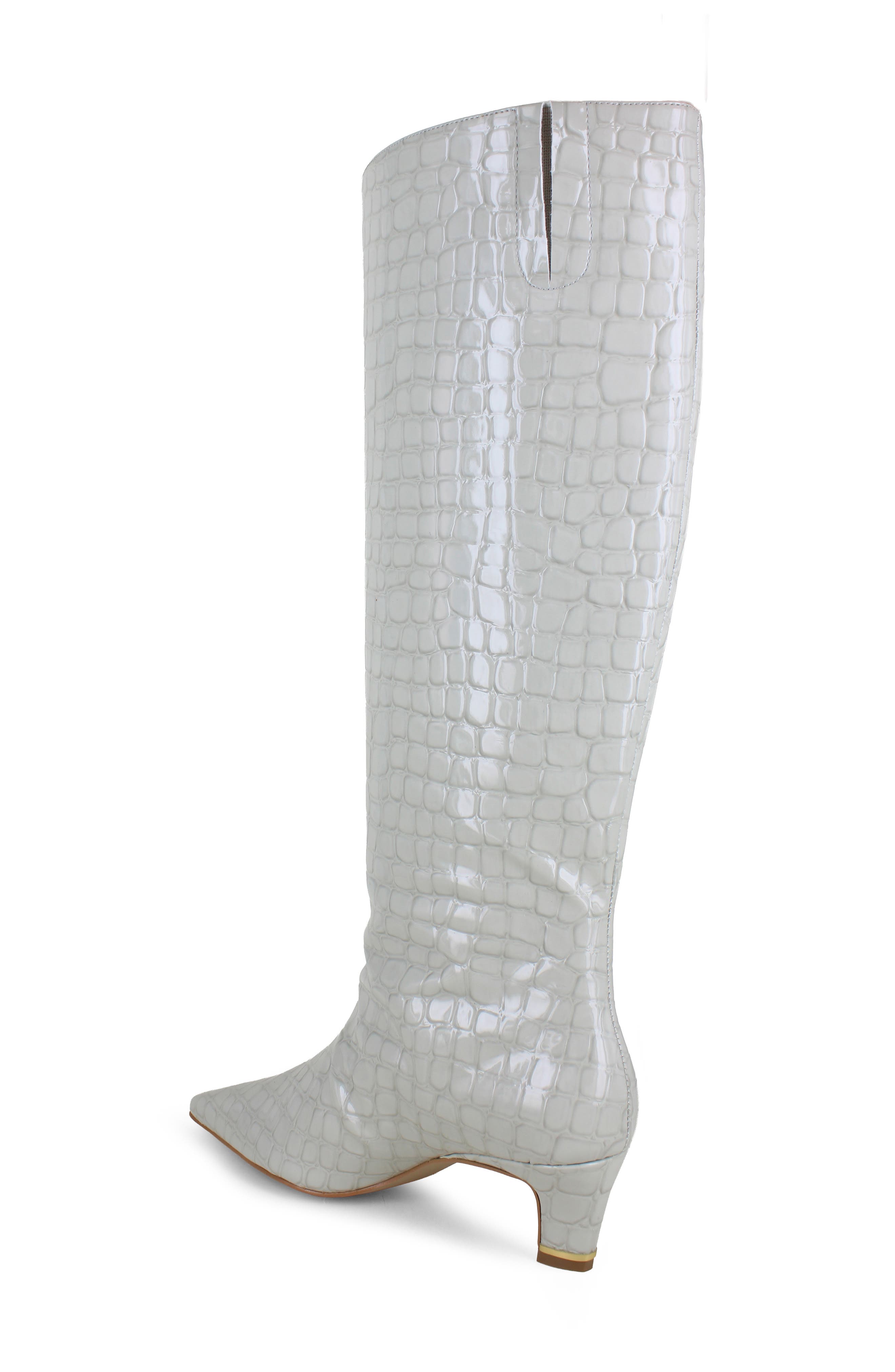 Kenneth Cole Rubia Pointed Toe Boot, Alternate, color, Light Grey Croco