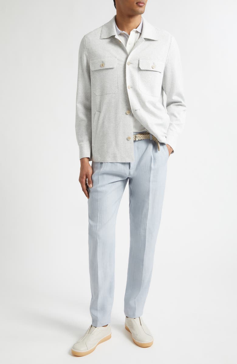 Eleventy Contrast Trim Cotton Piqué Polo, Alternate, color, White/ Melange Light Grey