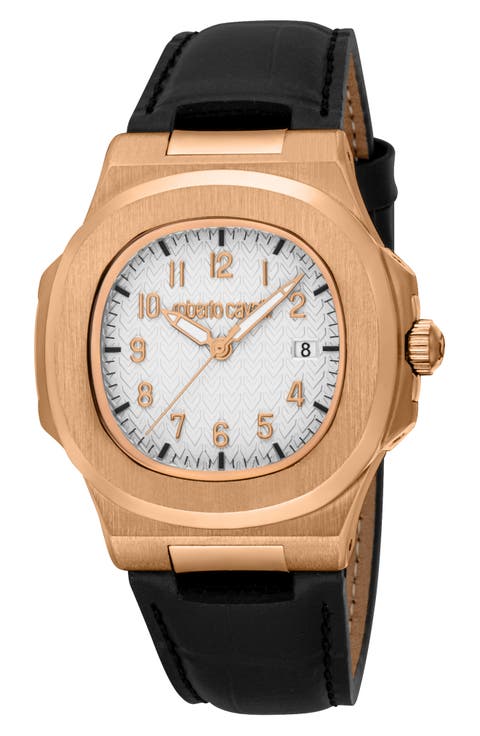 Impeto Leather Strap Quartz Watch, 39mm