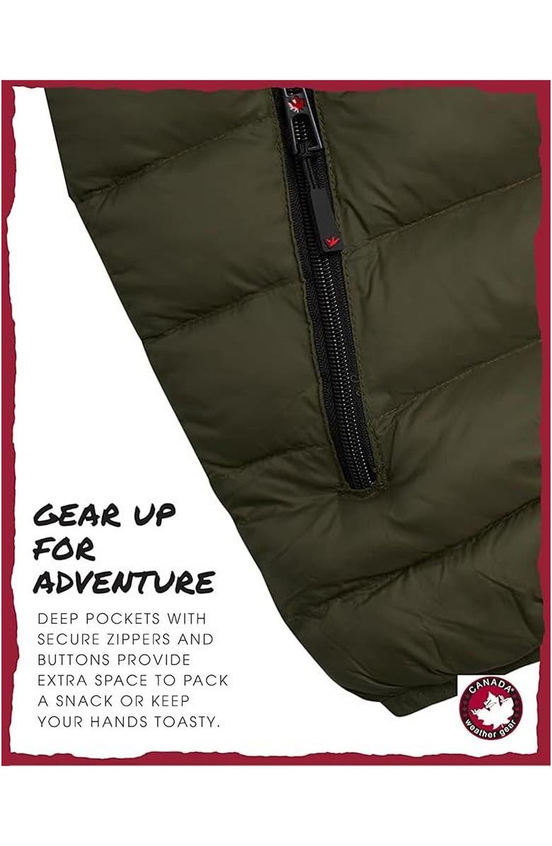 CANADA WEATHER GEAR Men's Packable Puffer Bubble Coat, Alternate, color, Olive