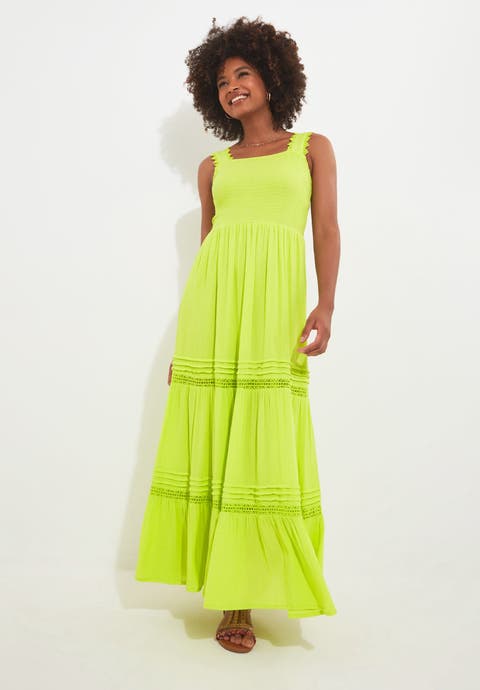 Square Neck Crinkle Maxi Dress (Plus)