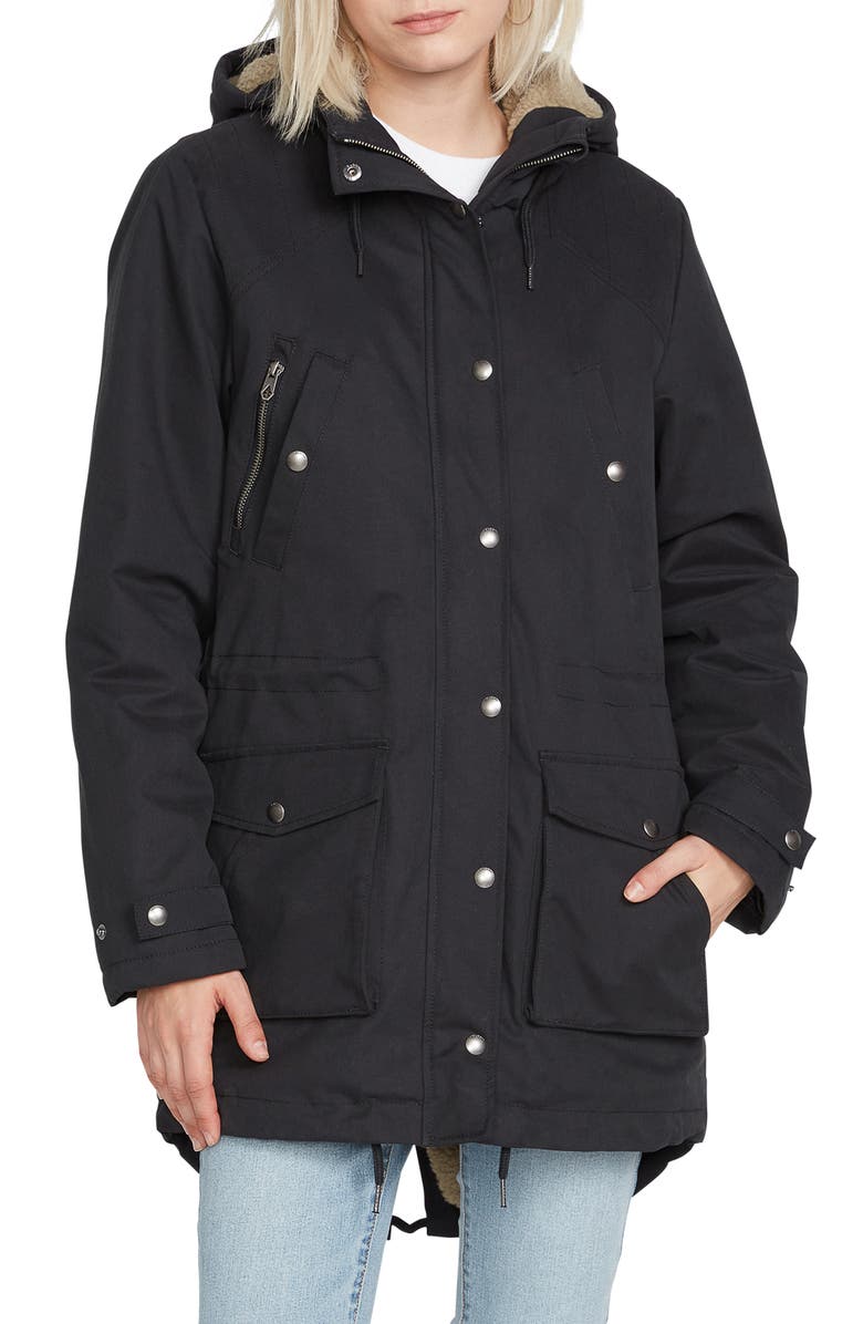 Volcom Walk on By 5K Fleece Lined Parka, Main, color, 