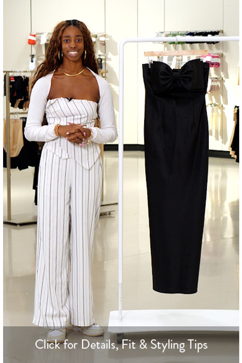 Bow Detail Strapless Satin Twill Column Gown video