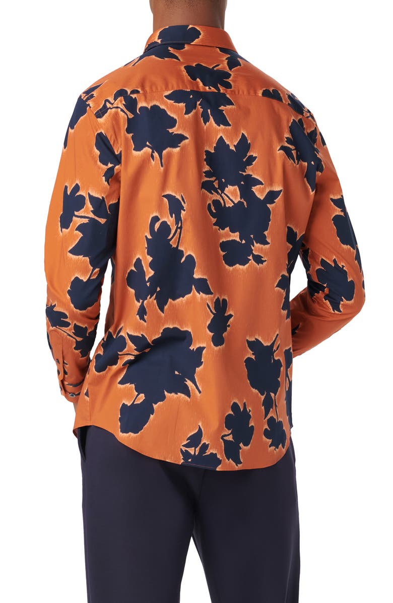 Bugatchi Julian Shaped Fit Floral Print Stretch Cotton Button-Up Shirt, Alternate, color,