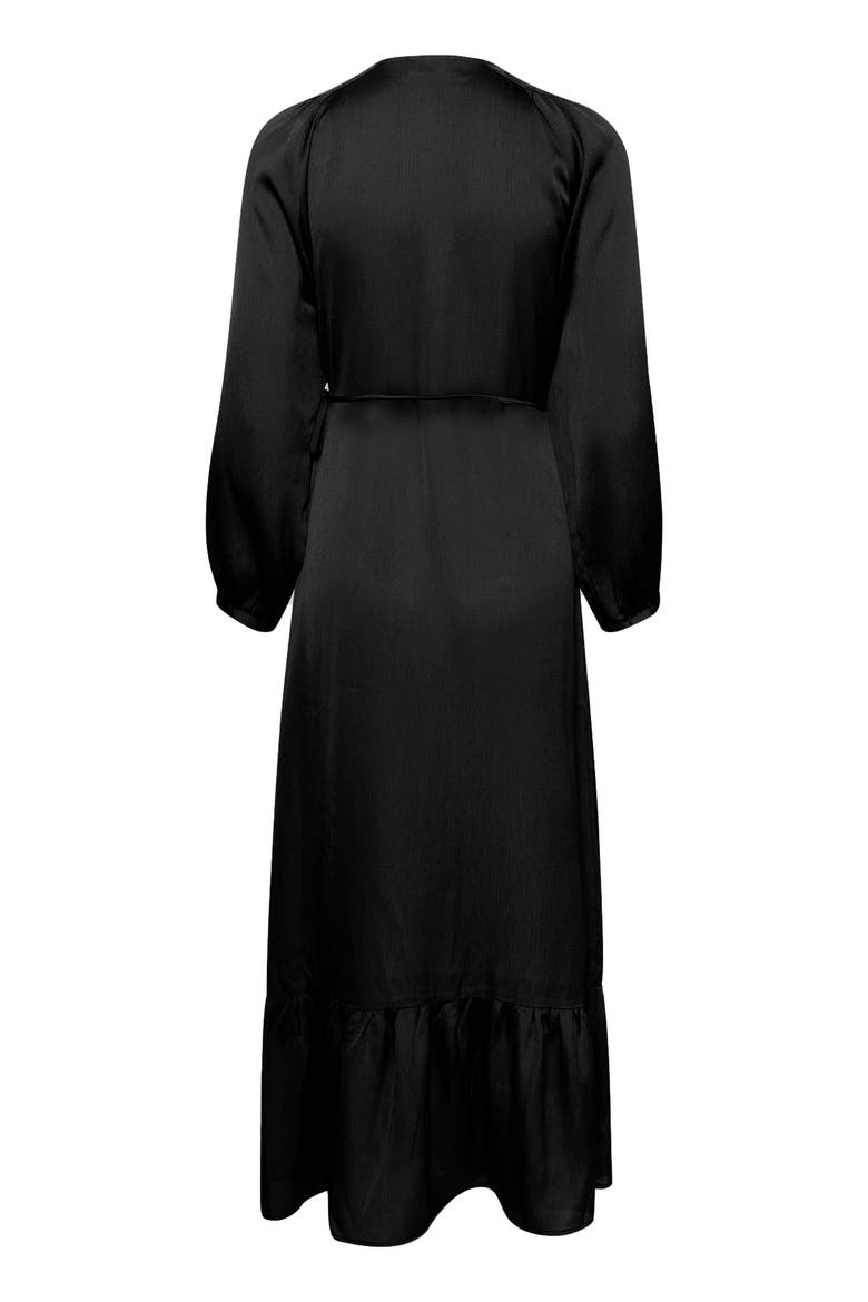 Slioana Maxi Length V-Neck Wrap Dress, Alternate, color, Black