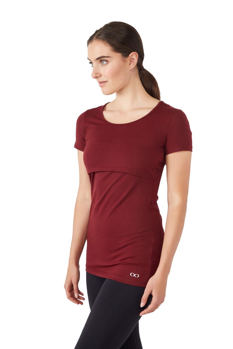 Maternity/Nursing Tee, Alternate, color, BURGUNDY
