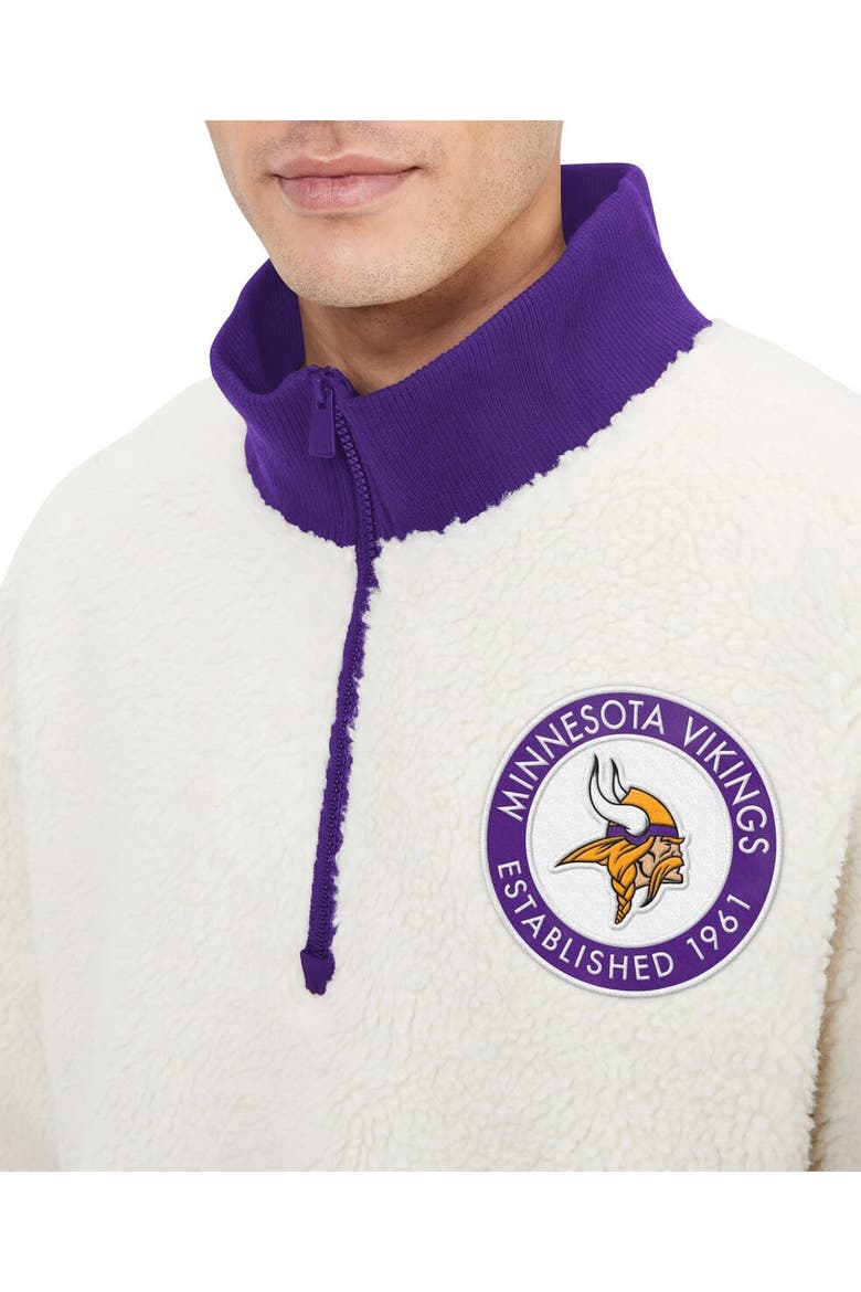 Men's Tommy Hilfiger  Cream Minnesota Vikings Jordan Sherpa Quarter-Zip Sweatshirt, Alternate, color, Cream