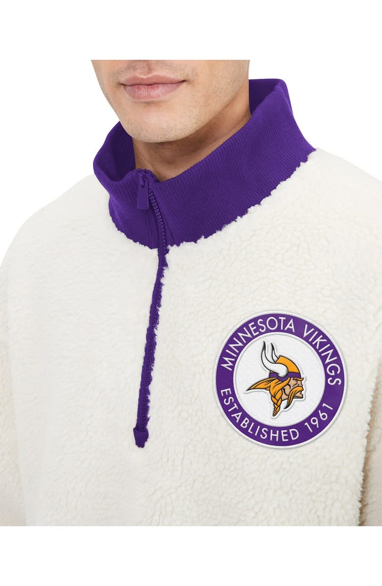 Tommy Hilfiger Men's Tommy Hilfiger Cream Minnesota Vikings Jordan Sherpa Quarter-Zip Sweatshirt, Alternate, color, Cream