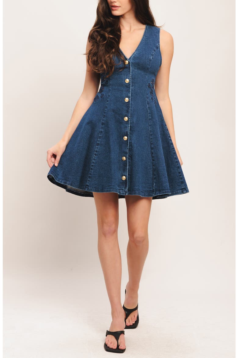 Denim Minidress, Alternate, color, MEDIUM INDIGO