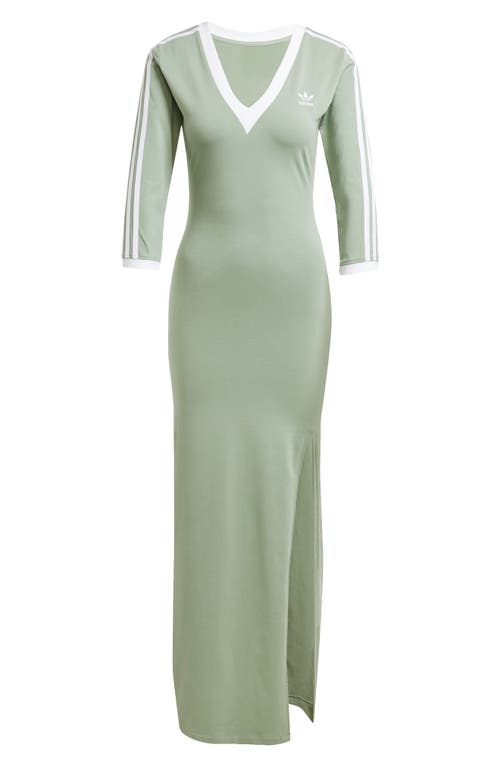 Adidas Originals Adicolor Classics 3-stripes Maxi Dress In Silver Green