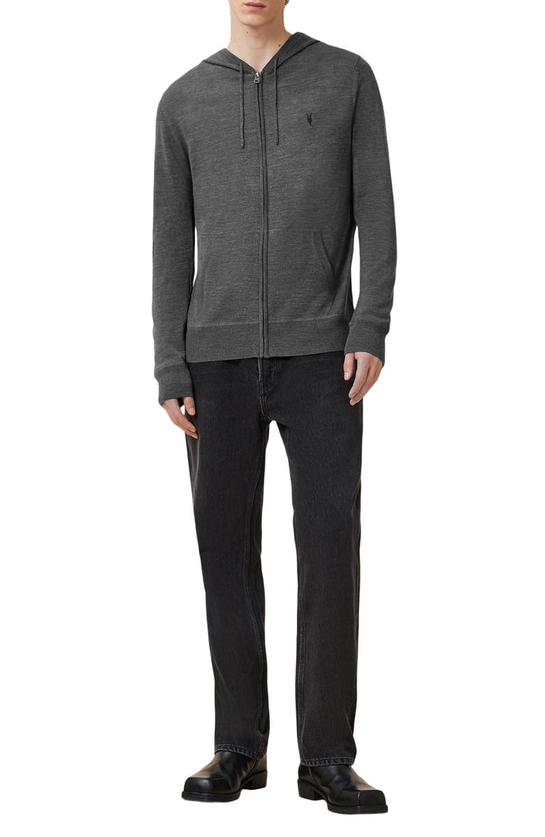 AllSaints Mode Merino Wool Hoodie, Alternate, color, Monument Grey