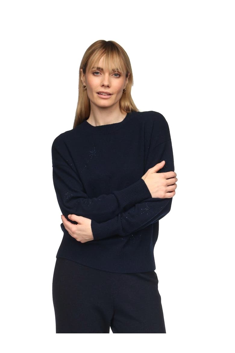 Stargazer Hotfix Crewneck Sweater, Main, color, Navy